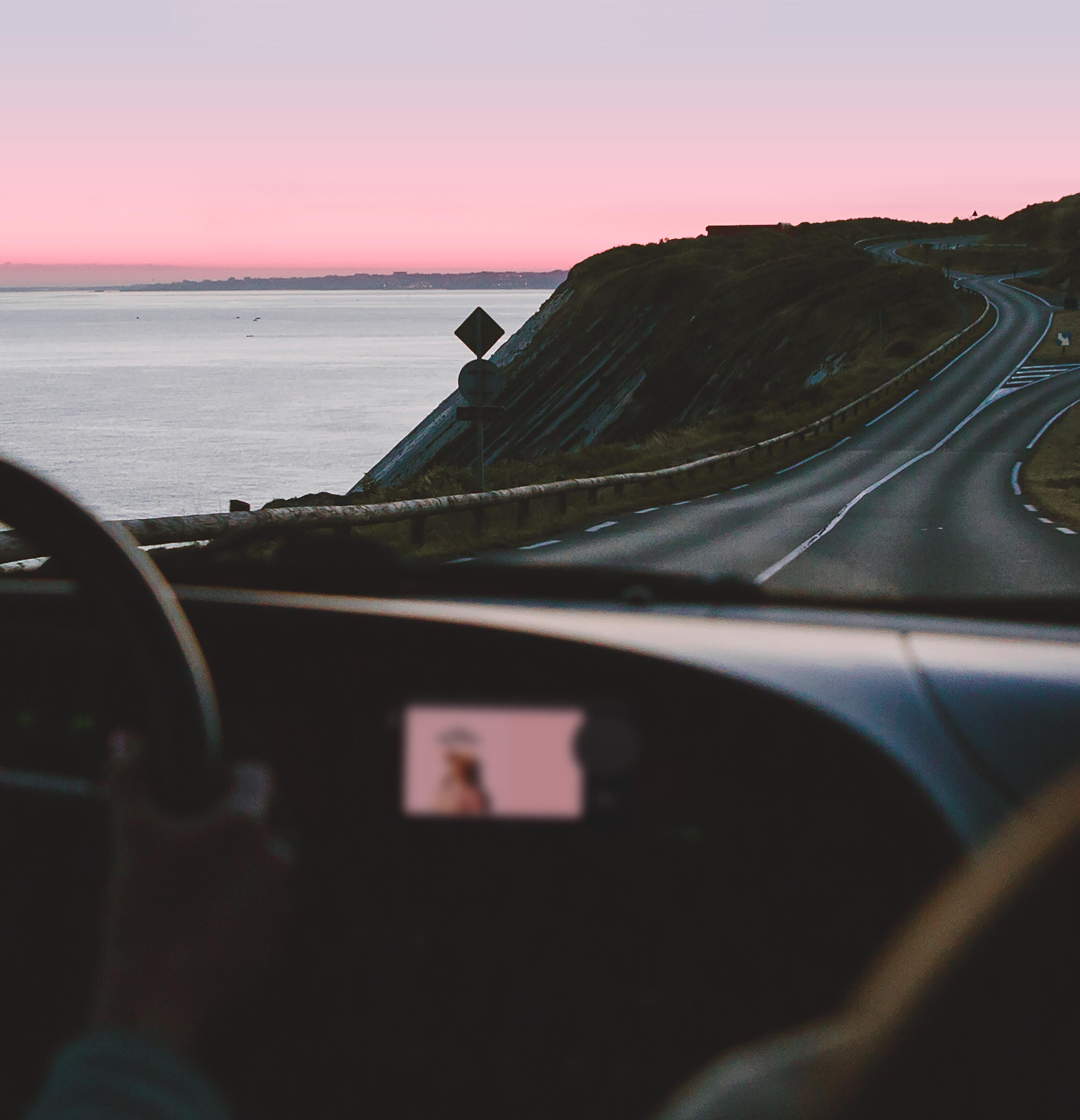 Car and sunset